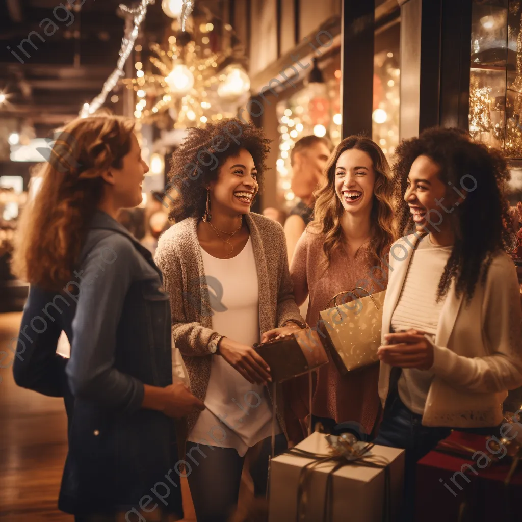 A group of friends celebrating their holiday shopping experience. - Image 3