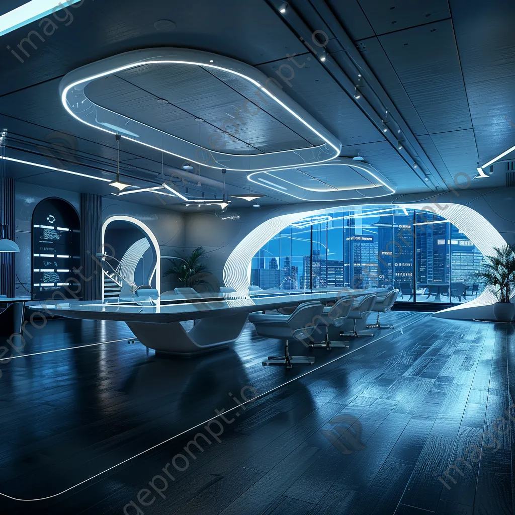 Futuristic office with advanced technology and innovative workspaces. - Image 4