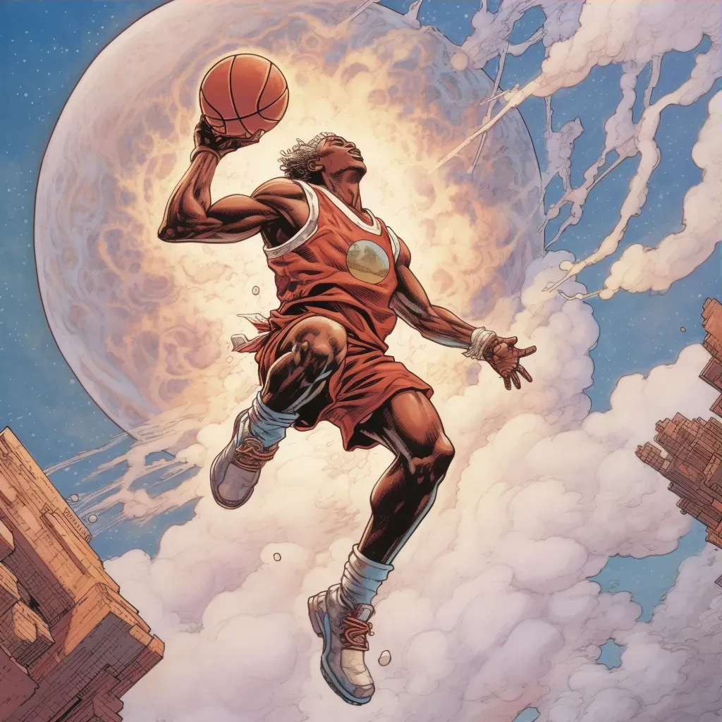 Athlete mid-leap about to dunk a basketball - Image 3