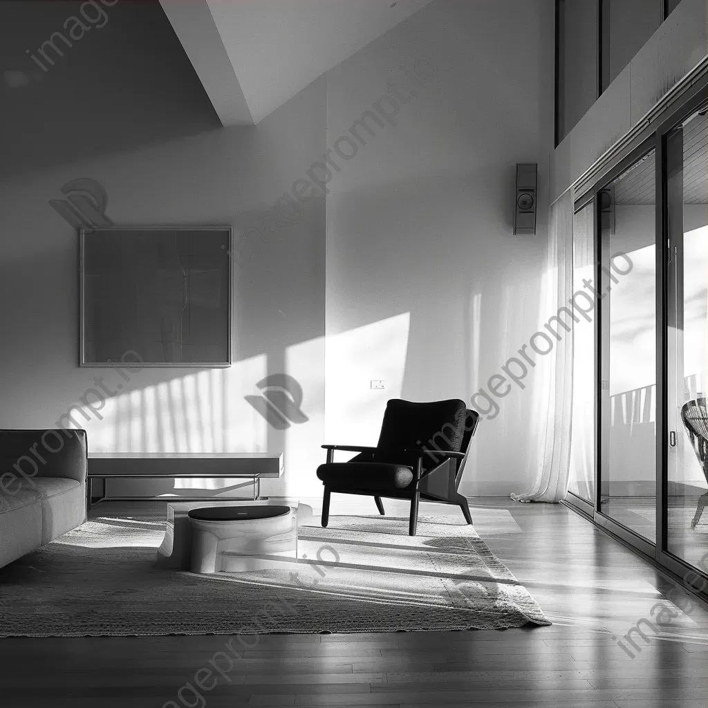 Minimalist living room interior with asymmetrical furniture on Leica SL2 - Image 3