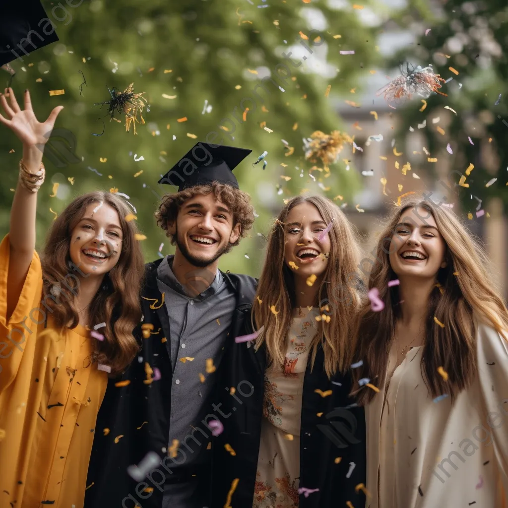 Graduates celebrating with confetti in a park - Image 4