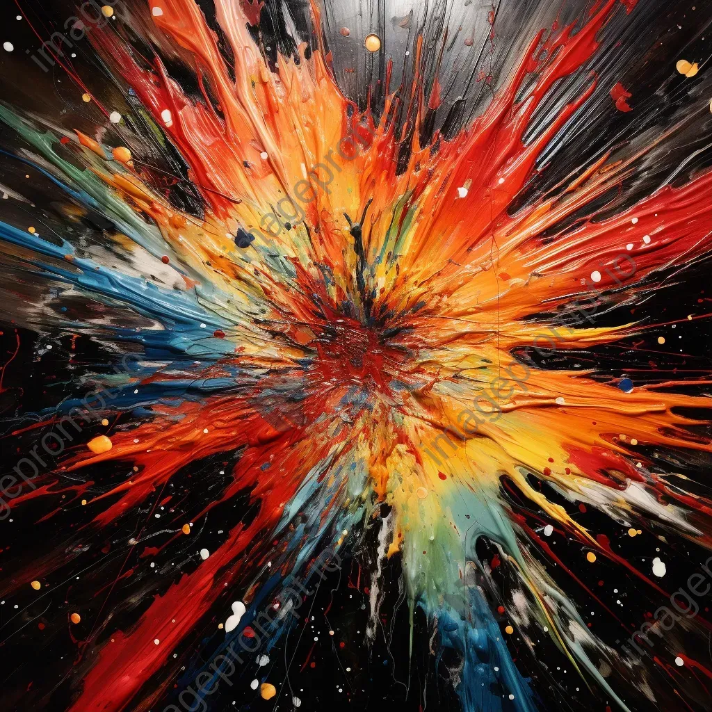 Abstract depiction of a vibrant supernova explosion against a cosmic background - Image 1