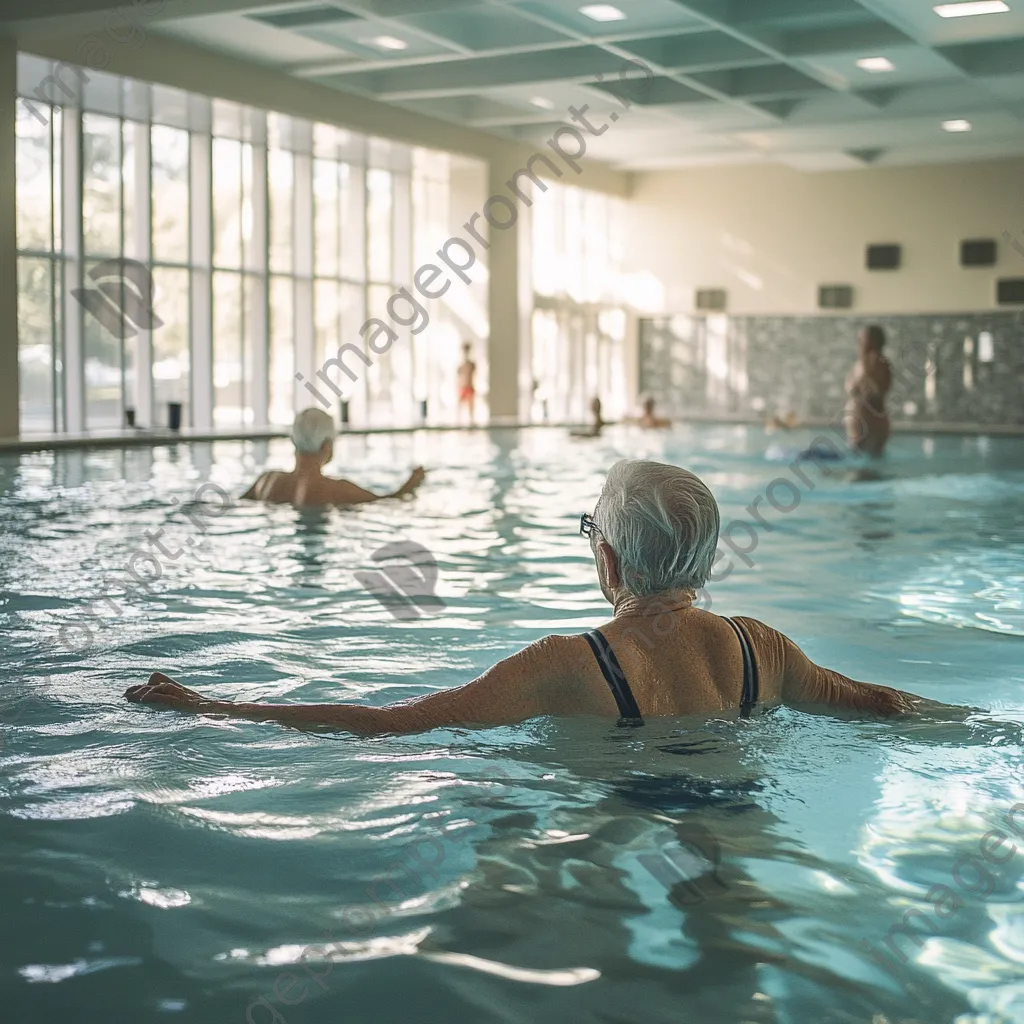 Elderly couple enjoying water aerobics together - Image 3