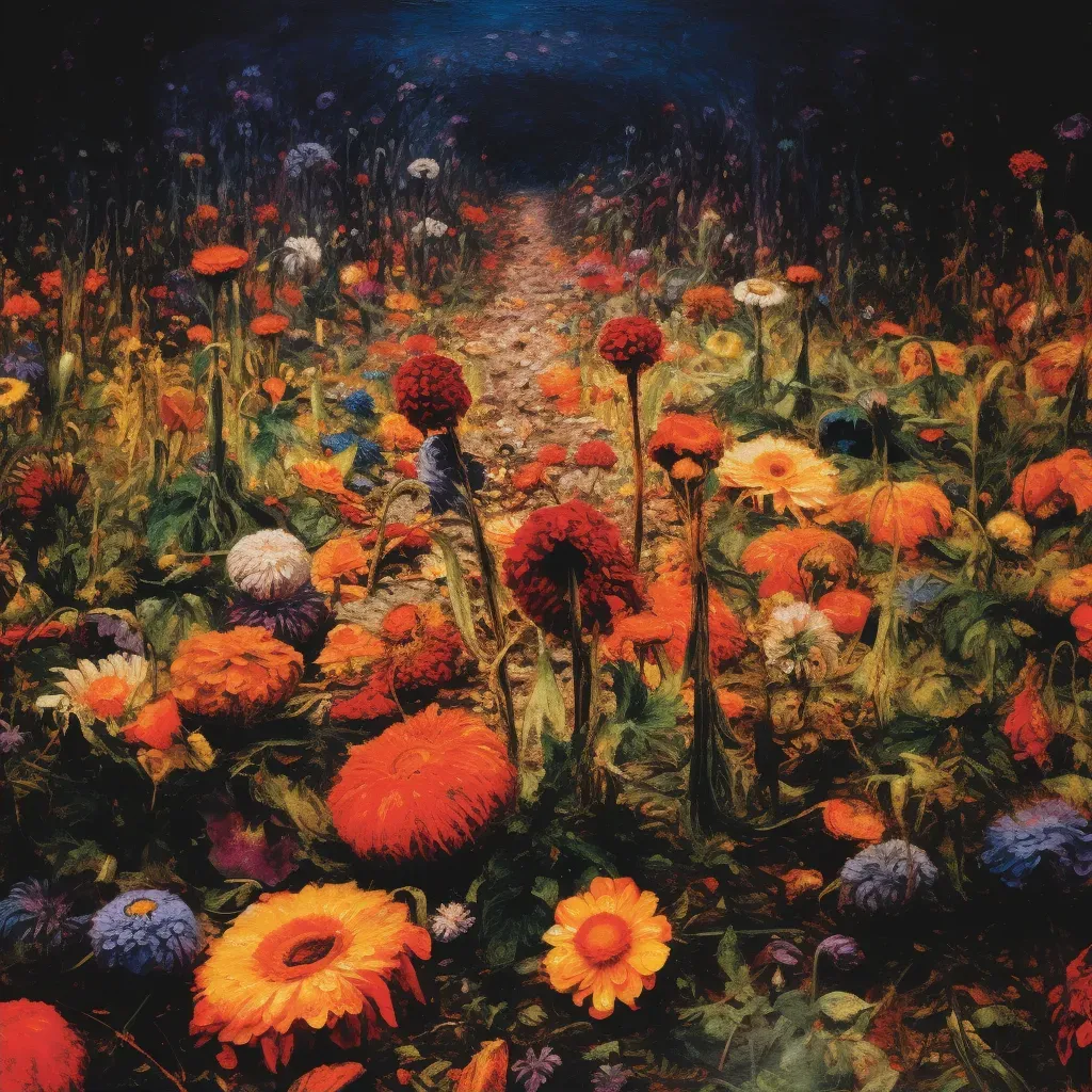 Garden of dead flowers with vibrant bloom - Image 2