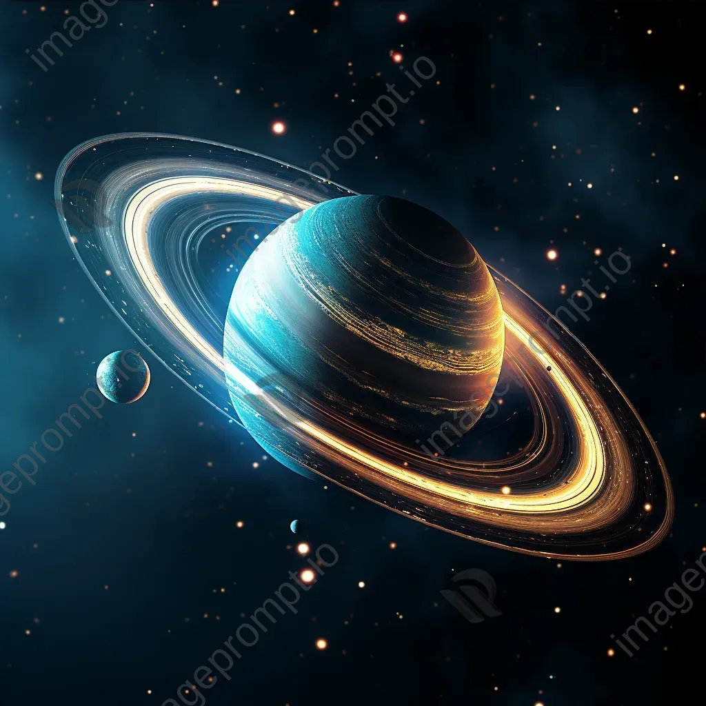 Ringed planet with vibrant rings and diverse moons resembling Saturn - Image 3