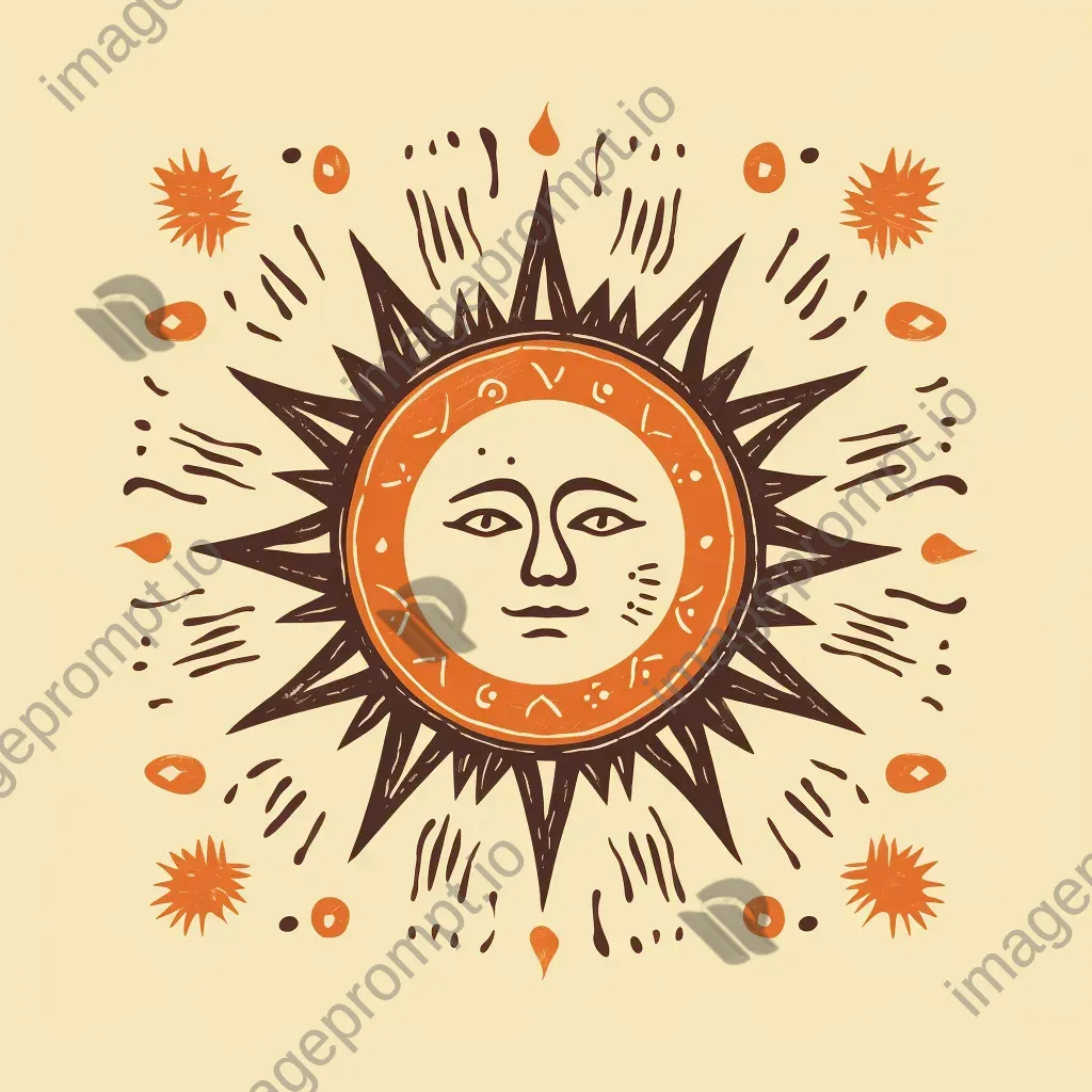 Bohemian sun logo for vintage clothing store in earthy colors - Image 1