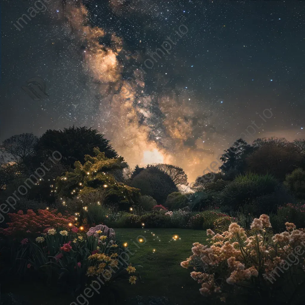 Virgo constellation in blooming garden at night - Image 4