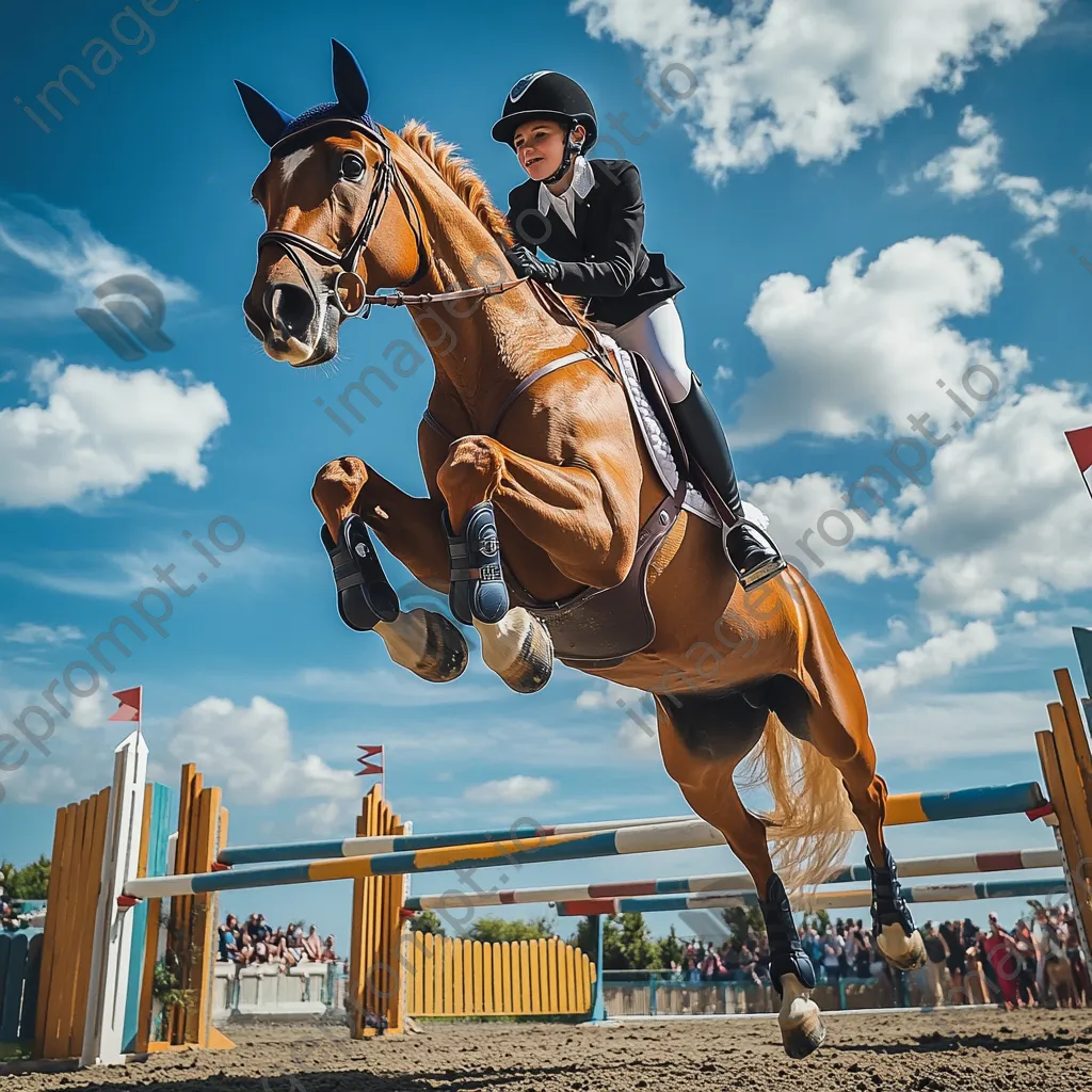 Young rider cantering gracefully in a riding arena. - Image 4