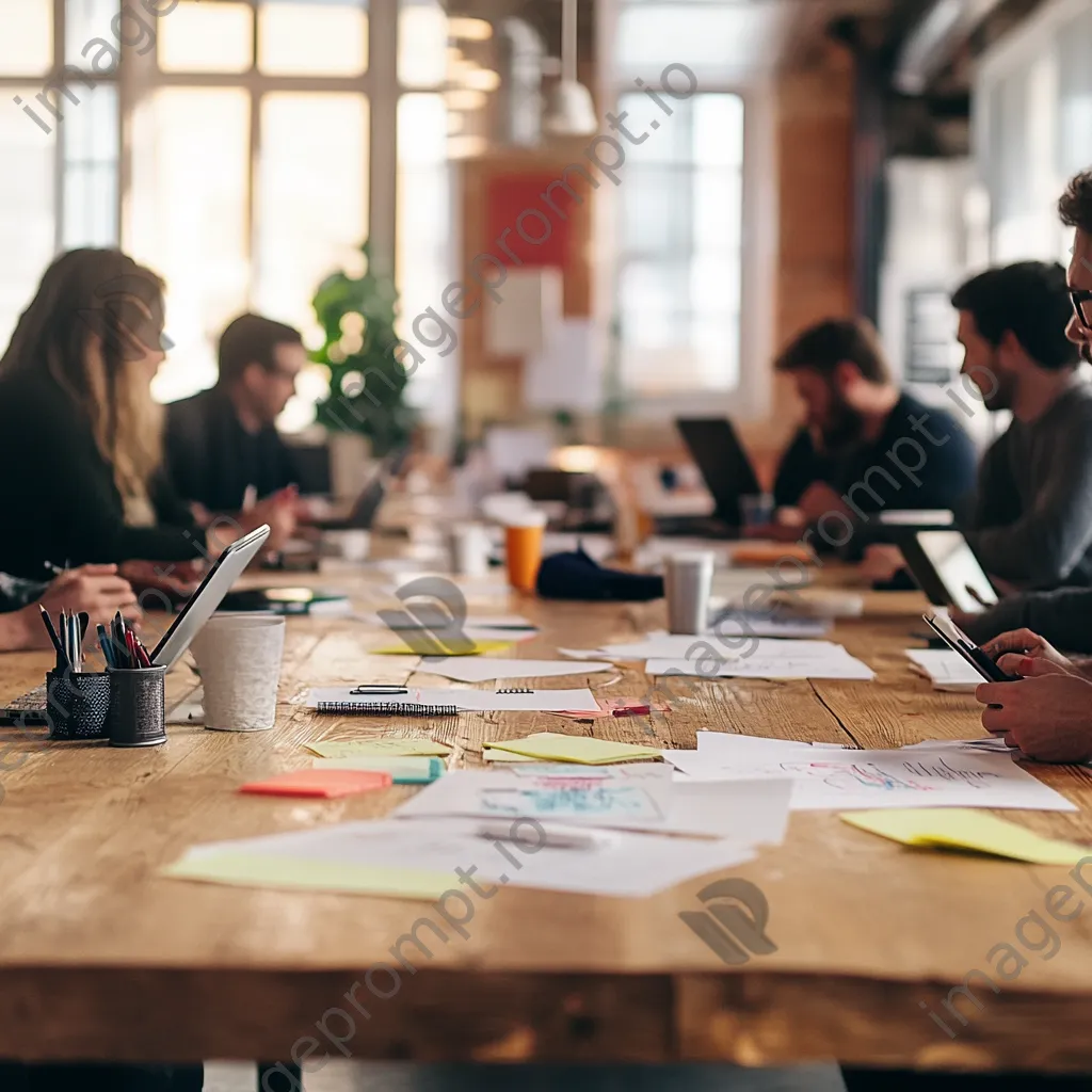 Diverse individuals brainstorming in a loft-style office - Image 2