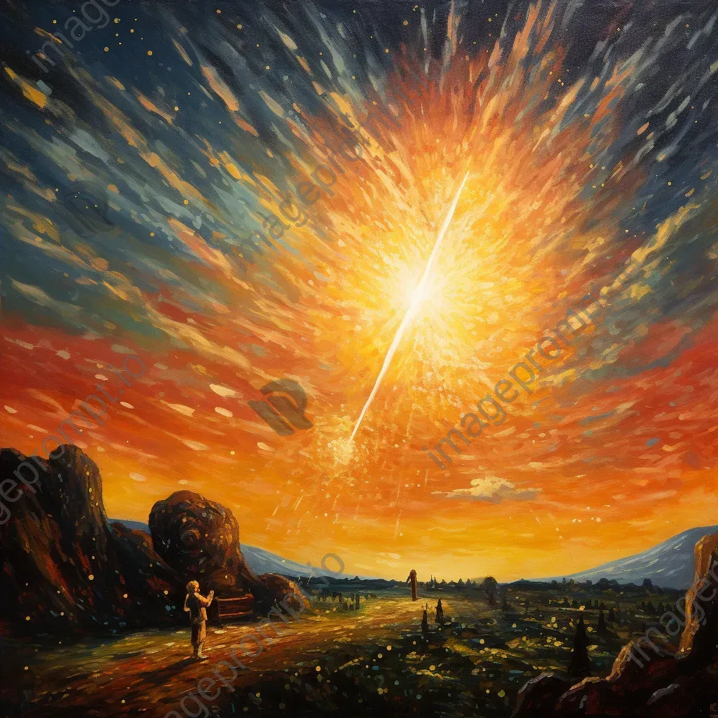 Impressionist depiction of a magical comet streaking across the night sky - Image 4