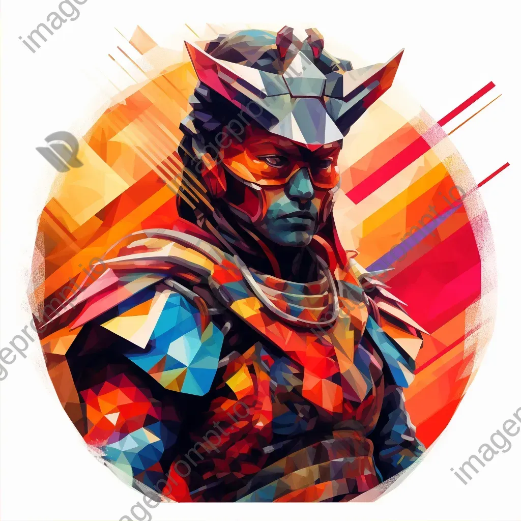 Colorful low-poly samurai warrior design - Image 2