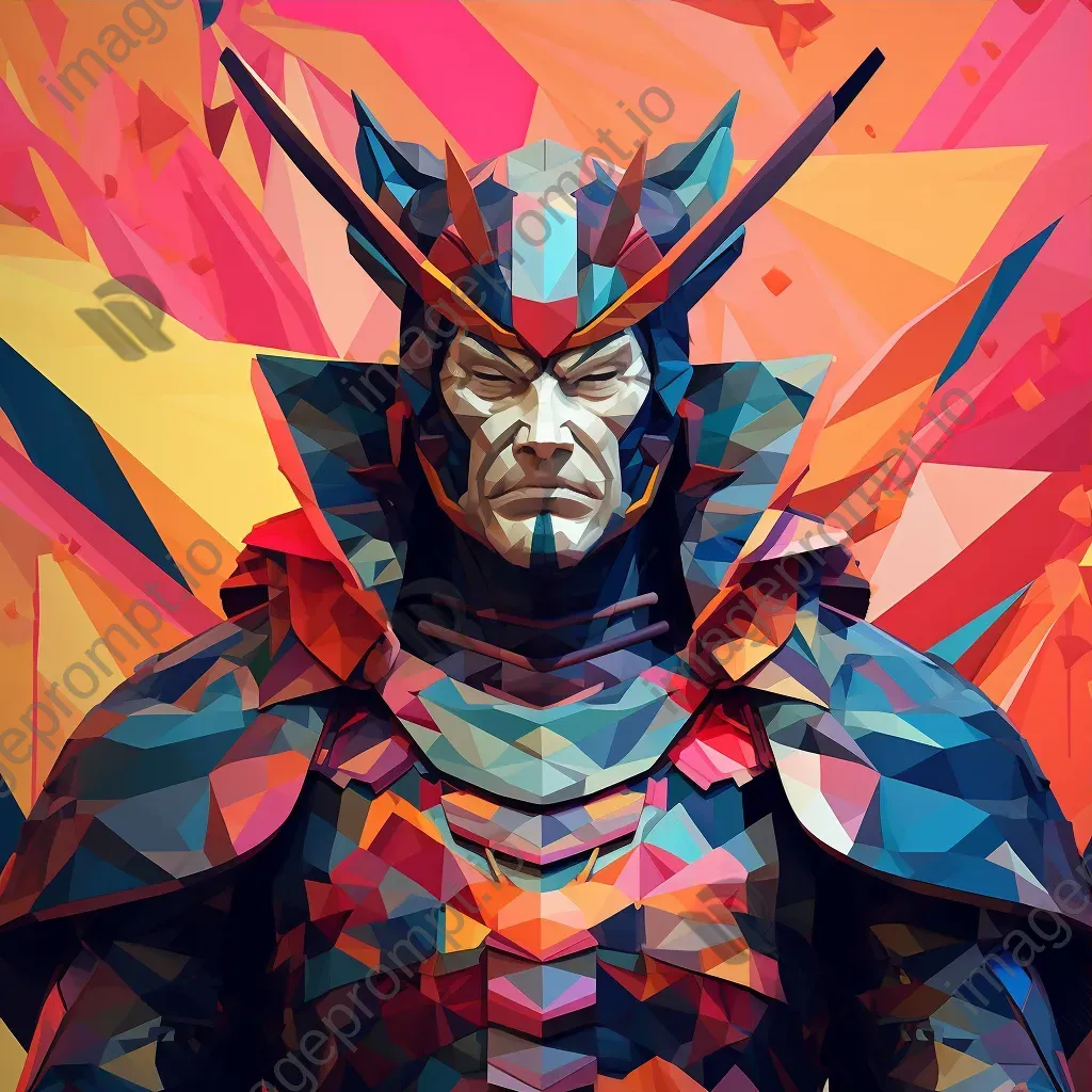 Colorful low-poly samurai warrior design - Image 3