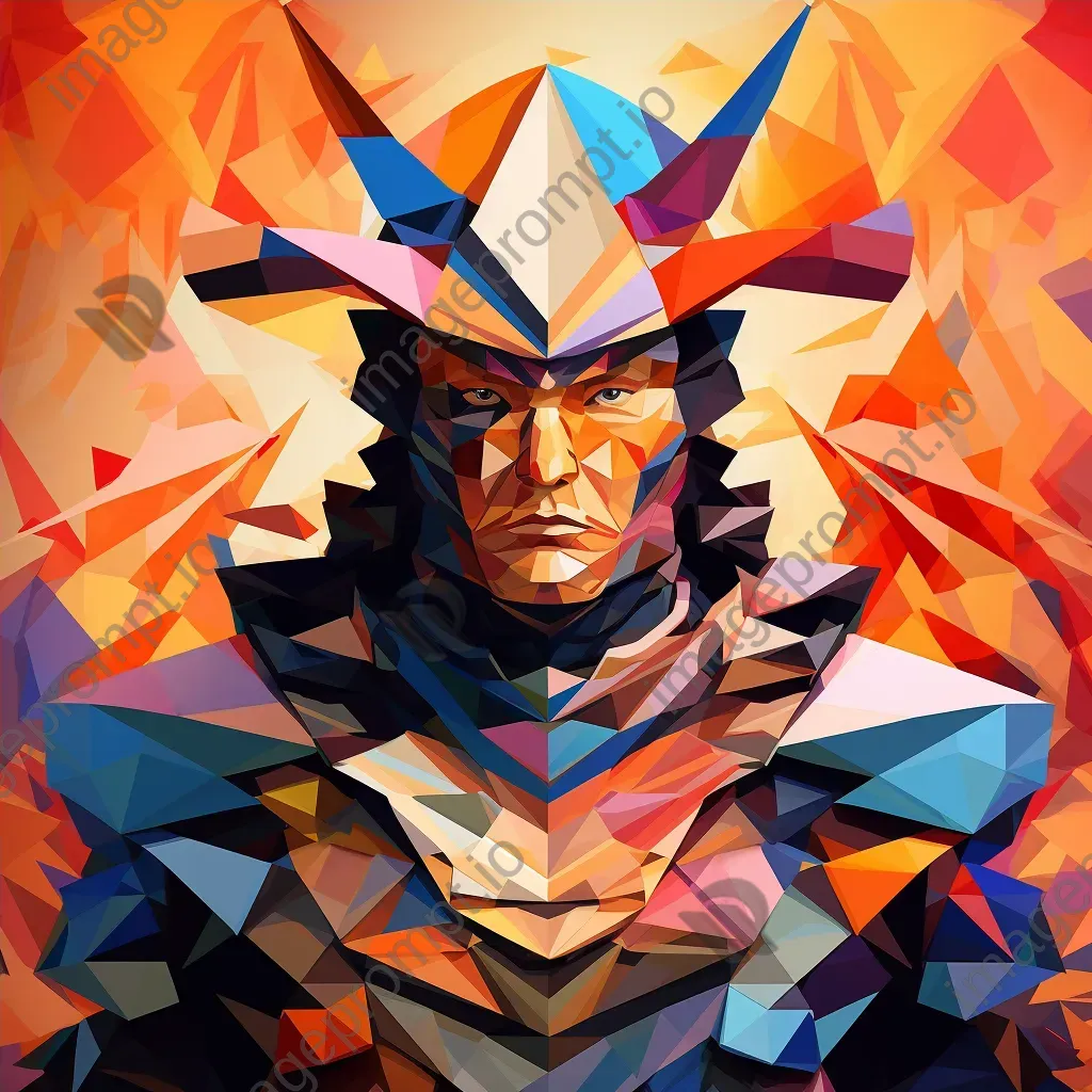 Colorful low-poly samurai warrior design - Image 4