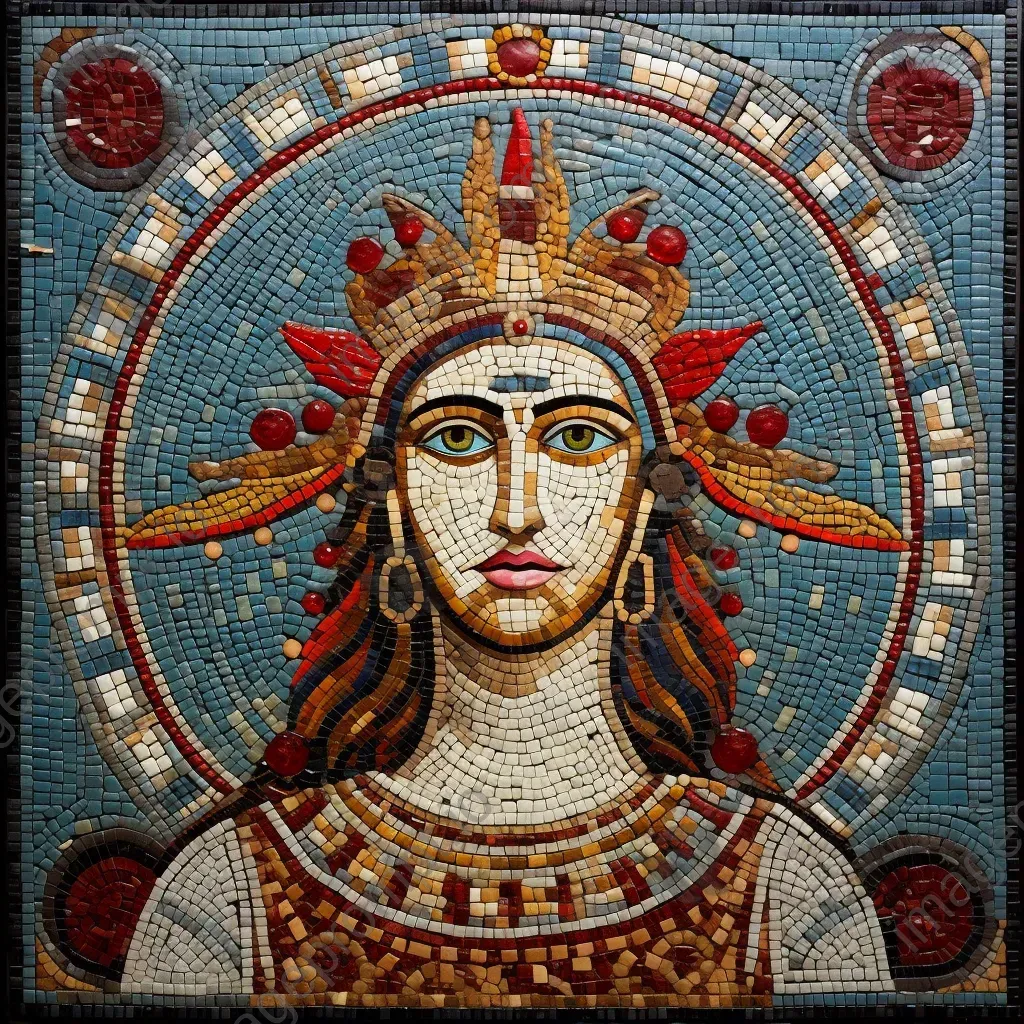 Rich and intricate representation of Goddess Cybele in Byzantine mosaic style - Image 1