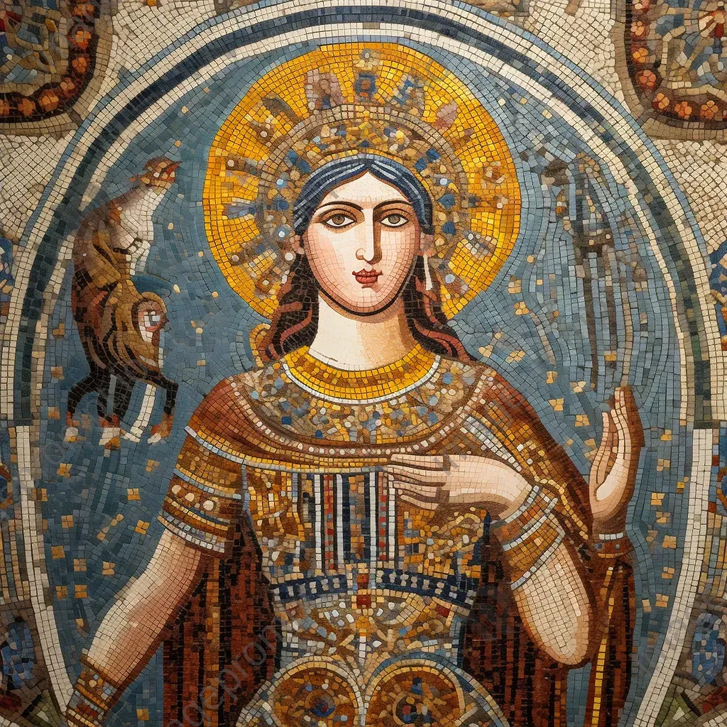 Rich and intricate representation of Goddess Cybele in Byzantine mosaic style - Image 2