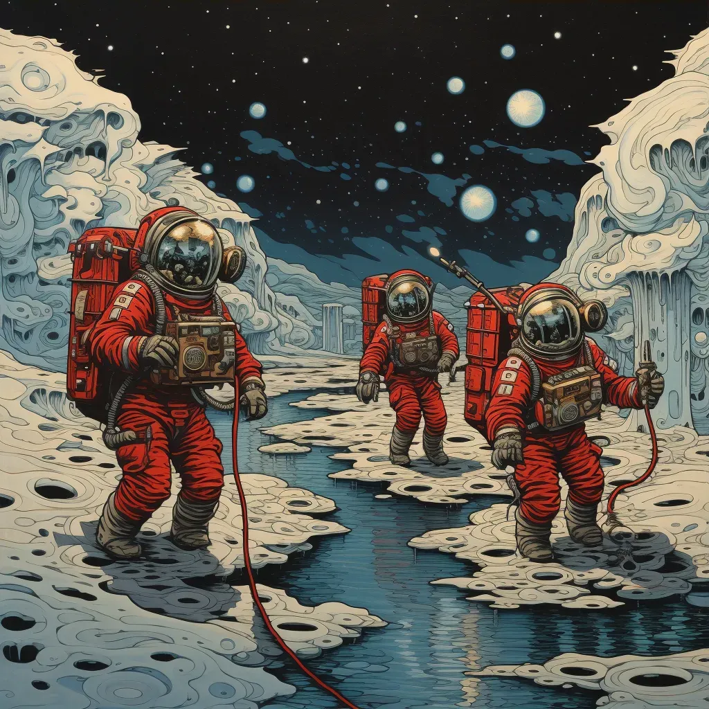 Astronauts exploring the icy surface of a distant dwarf planet - Image 3