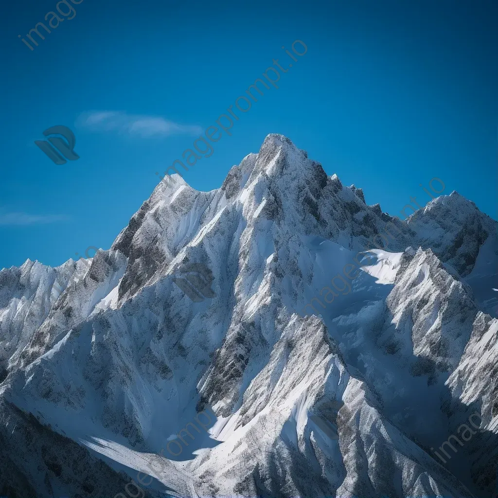 Snow-covered mountain peaks under a clear blue sky - Image 1