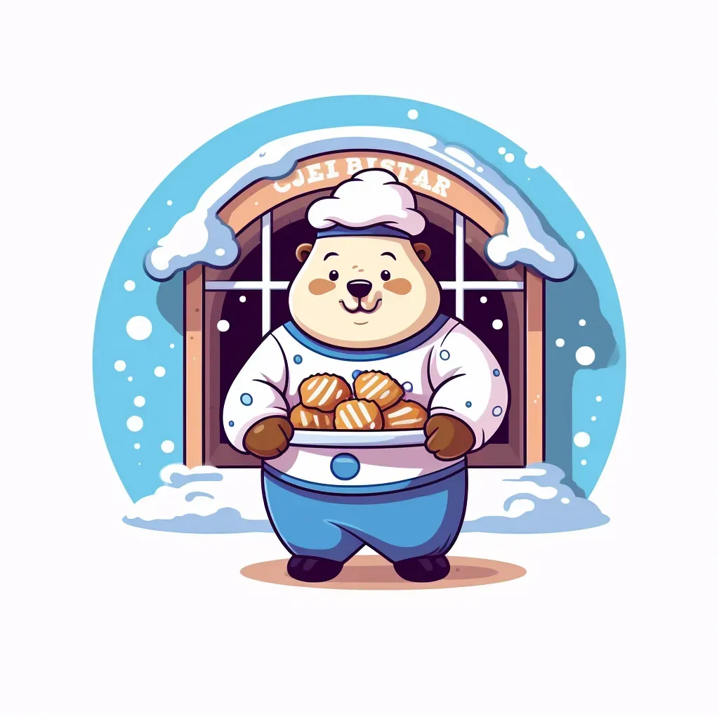 Wintertime Bakery Logo with Polar Bear Baker - Image 1