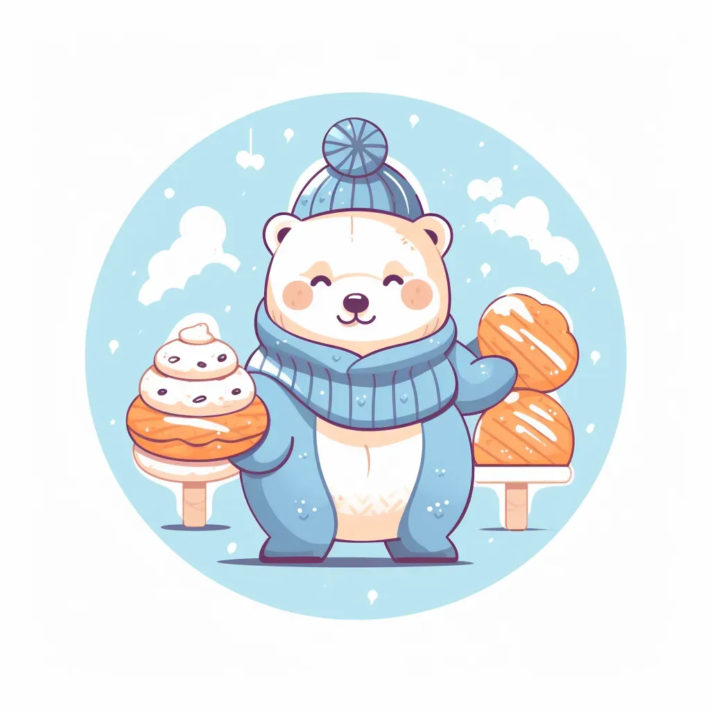 Wintertime Bakery Logo with Polar Bear Baker