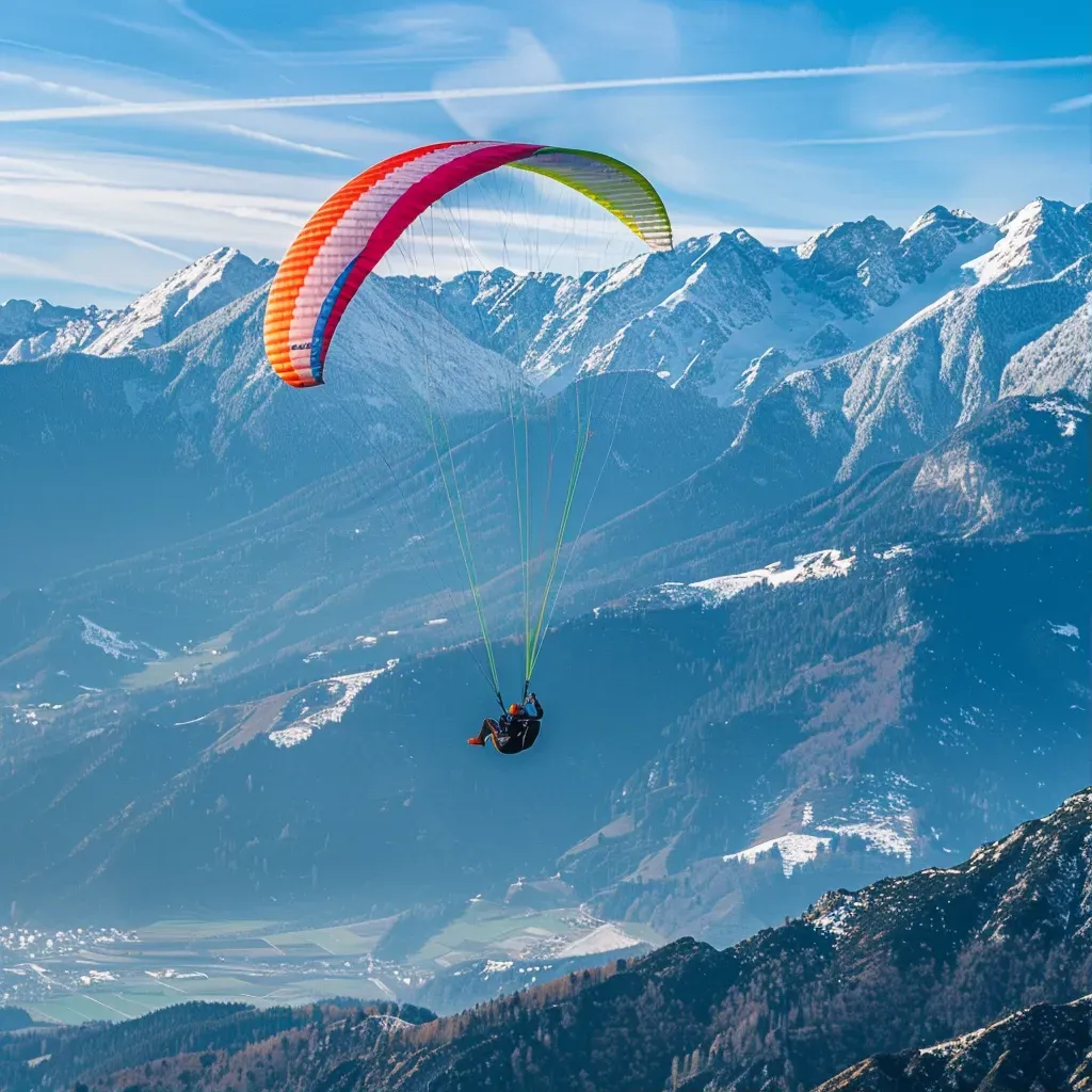 Paraglider Over Mountains