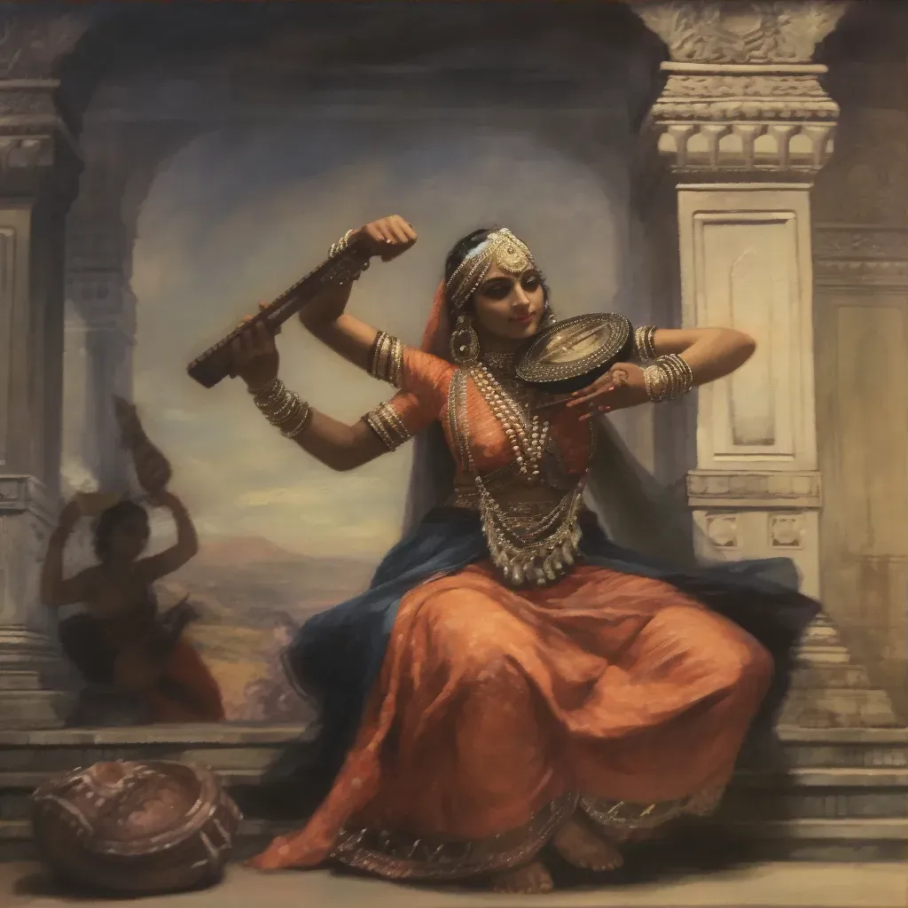 Traditional Indian classical dance with sitar and tabla in the background - Image 3