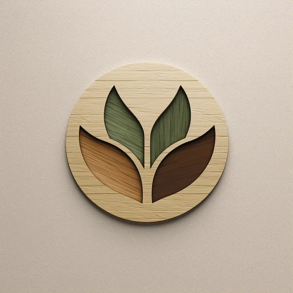 Nature-inspired logo design with leaf icon in green and brown colors - Image 1