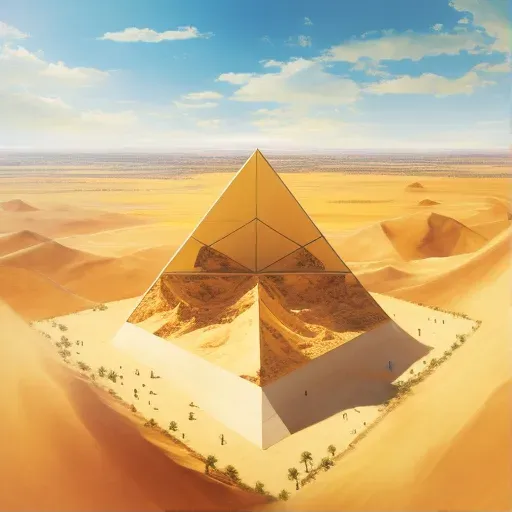 Pyramid in desert sunlight from above - Image 1