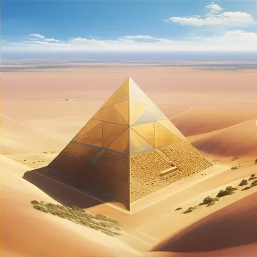 Pyramid in desert sunlight from above - Image 2