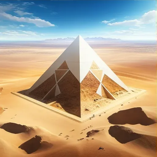 Pyramid in desert sunlight from above - Image 3