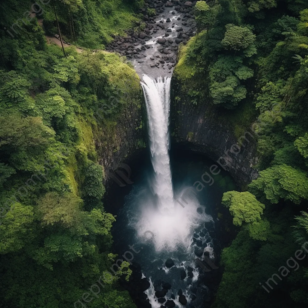 Aerial view of a cascading waterfall and cliffs - Image 4