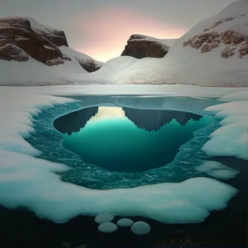 Glacier melting into a crystal-clear lake symbolizing global warming - Image 1