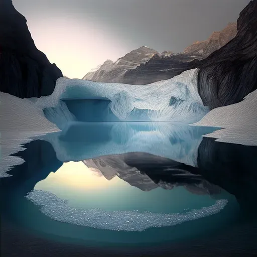 Glacier melting into a crystal-clear lake symbolizing global warming - Image 2