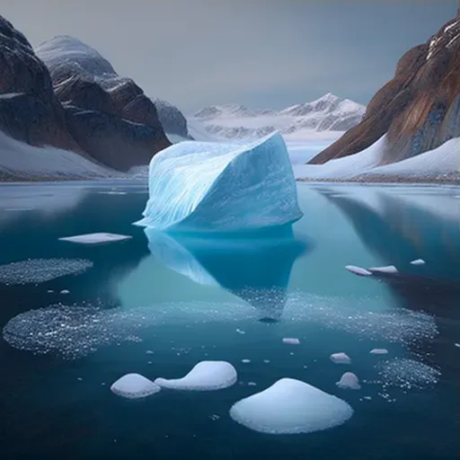 Glacier melting into a crystal-clear lake symbolizing global warming - Image 3