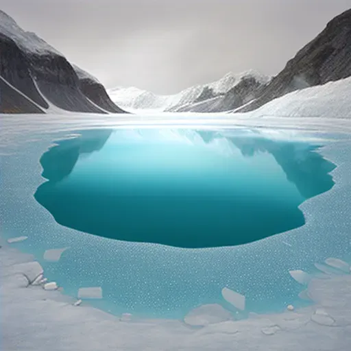 Glacier melting into a crystal-clear lake symbolizing global warming - Image 4