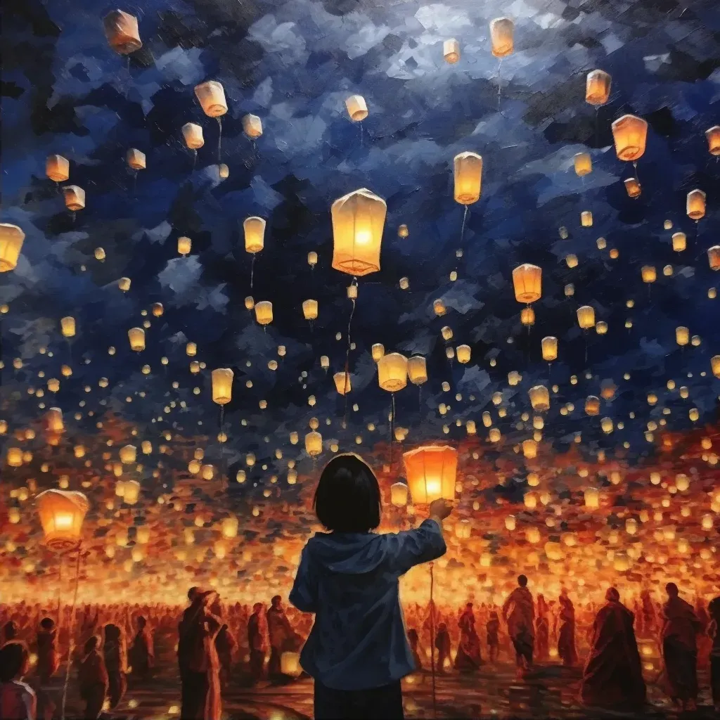 Image of a Lantern Festival with paper lanterns lighting up the night sky - Image 2