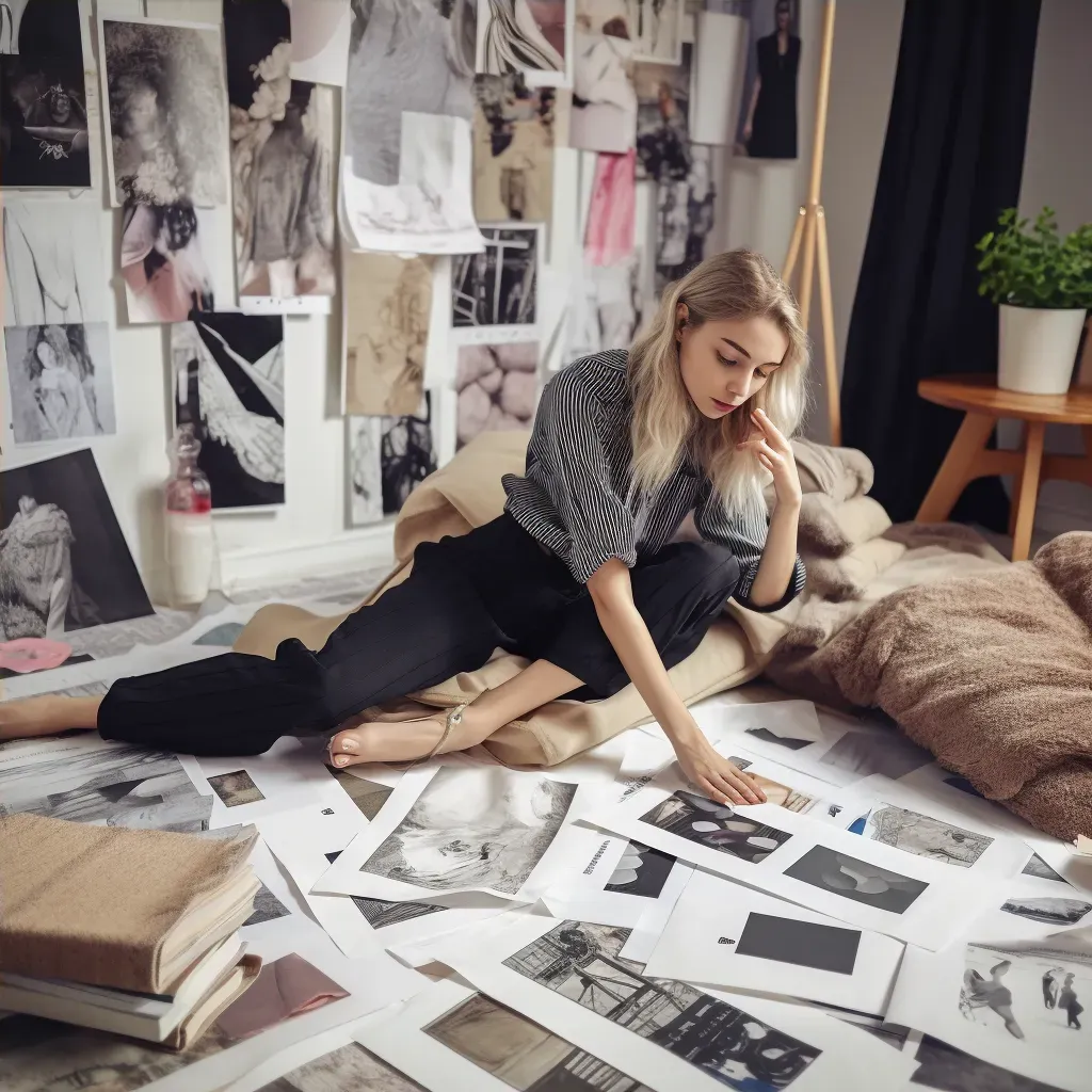 Fashion designer in a trendy loft studio sketching new designs. - Image 4