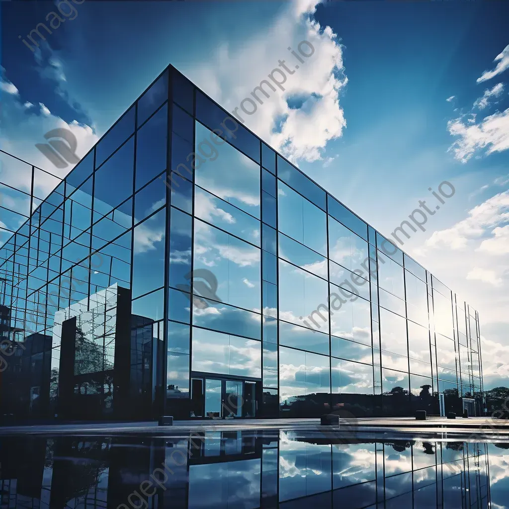 Symmetrical glass building reflecting the sky - Image 4