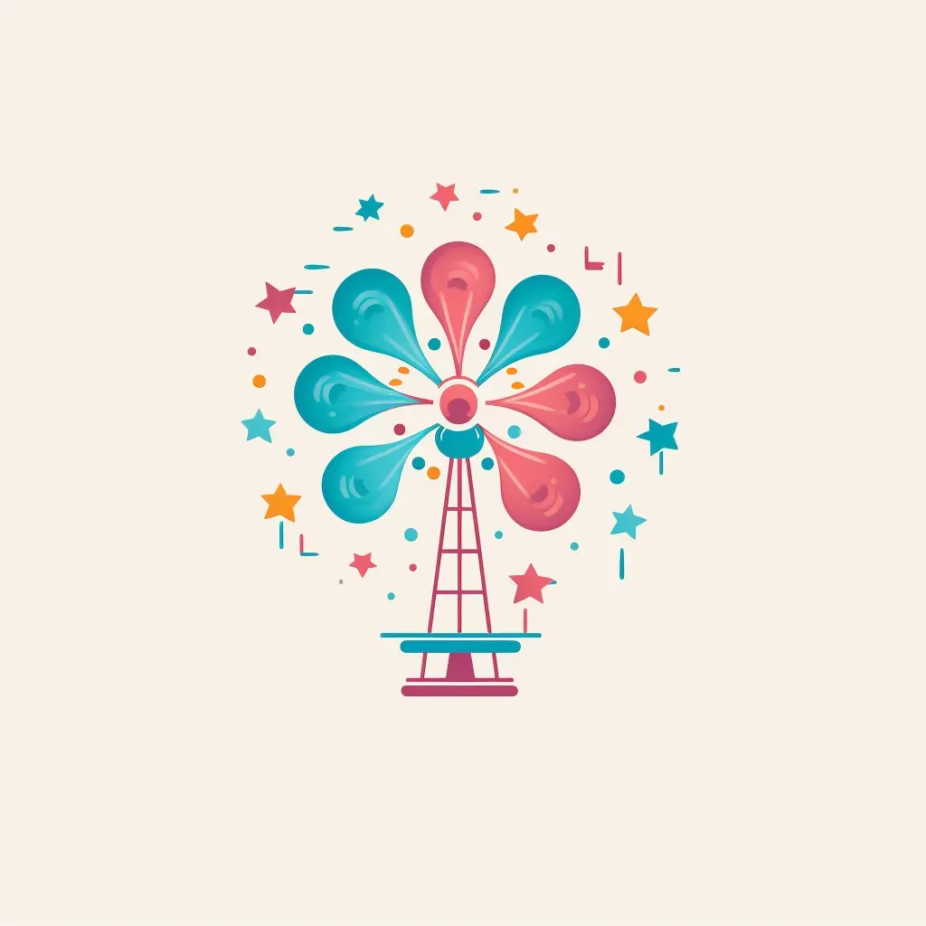 Image of a playful carnival food stand logo with a stylized ferris wheel icon in pink and blue colors - Image 2