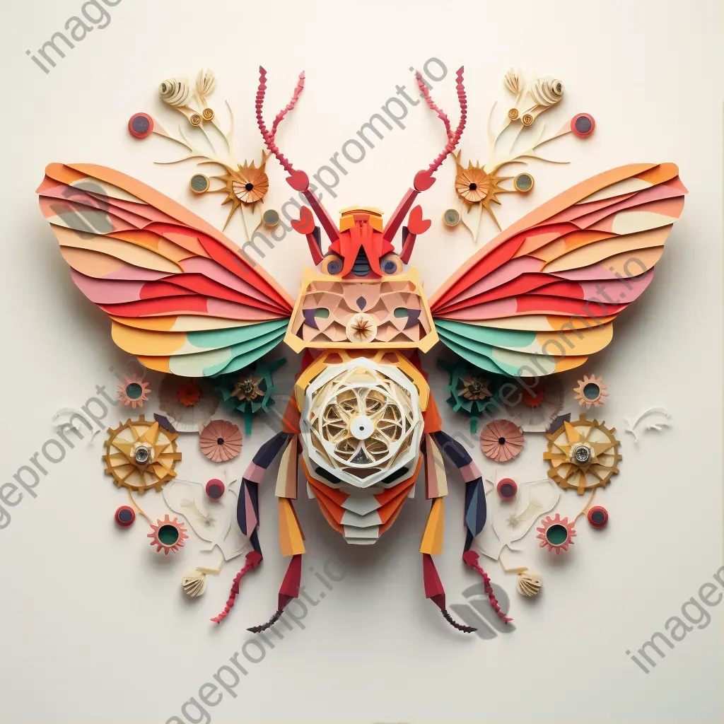 Intricate low poly typography depicting various colorful insects and bugs - Image 1