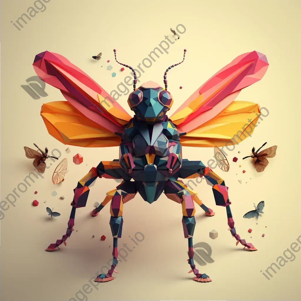 Intricate low poly typography depicting various colorful insects and bugs - Image 2