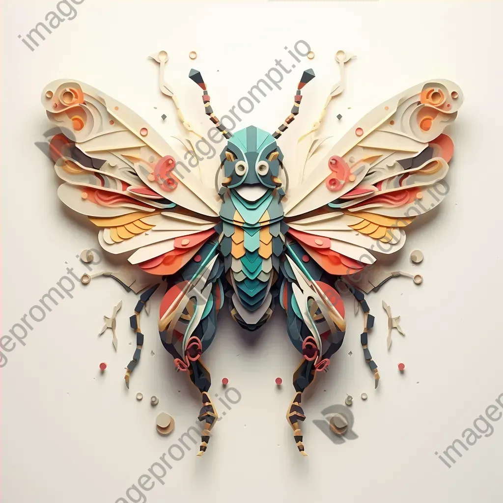 Intricate low poly typography depicting various colorful insects and bugs - Image 4