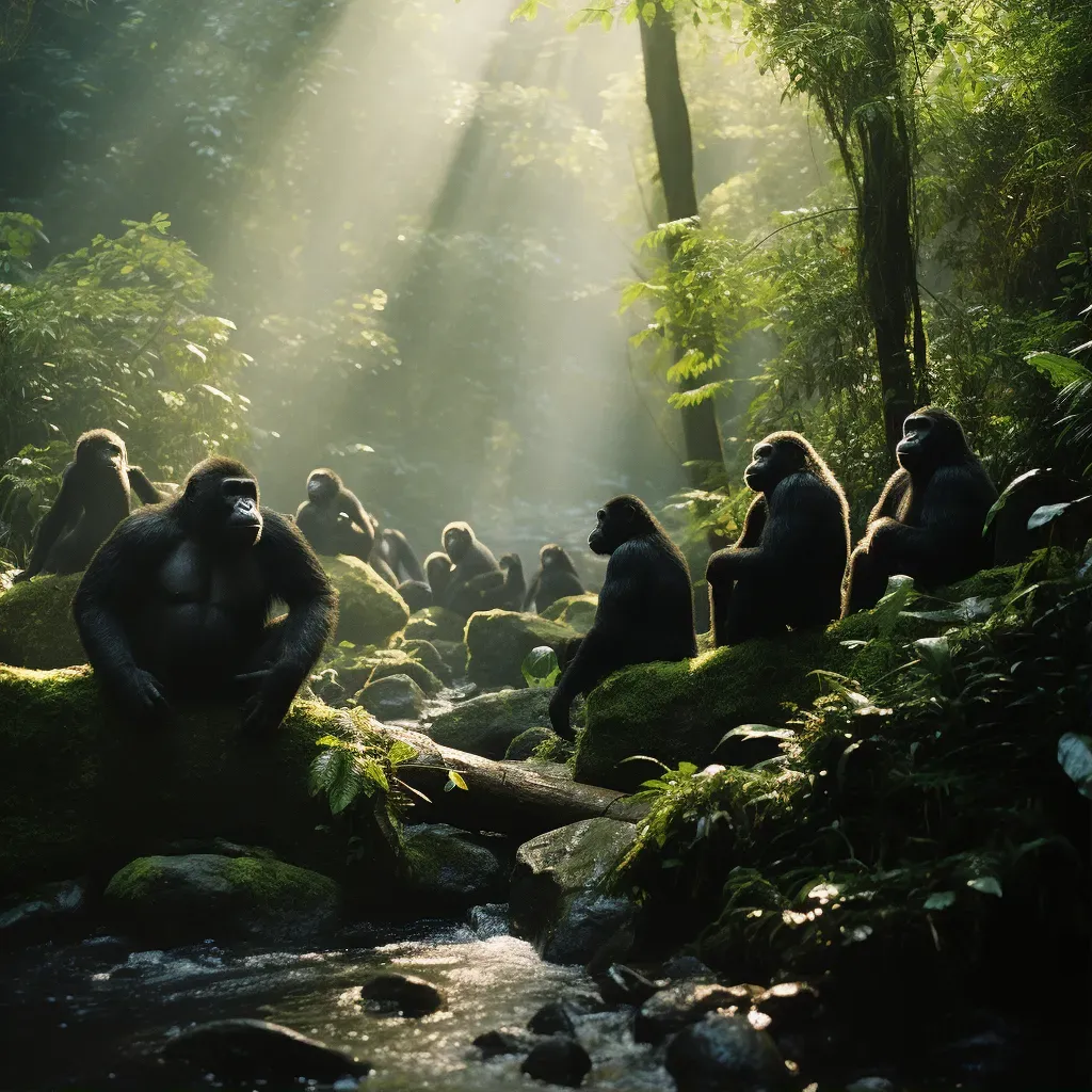 Image of a group of Cross River gorillas in the forest of Cameroon - Image 1