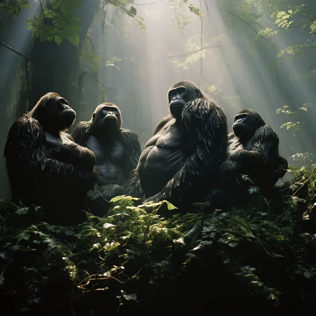 Image of a group of Cross River gorillas in the forest of Cameroon - Image 3