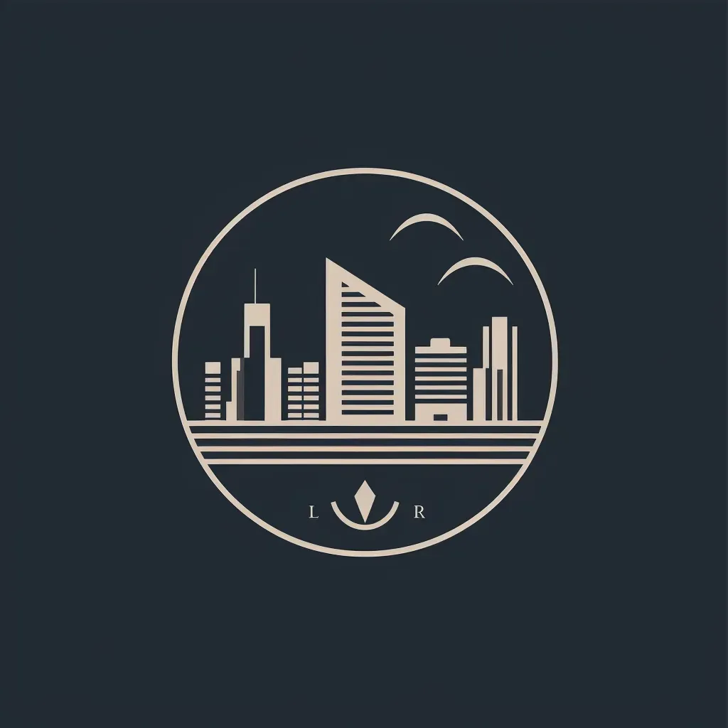 Sophisticated and modern logo for an investment banking firm with a cityscape icon in gray and white - Image 3