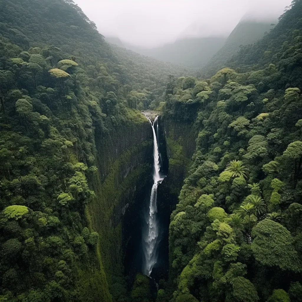 Aerial view of a waterfall in a dense forest - Image 1