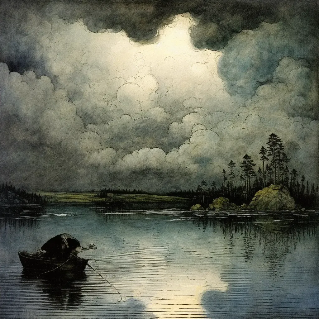 Lake landscape with approaching summer thunderstorm - Image 4