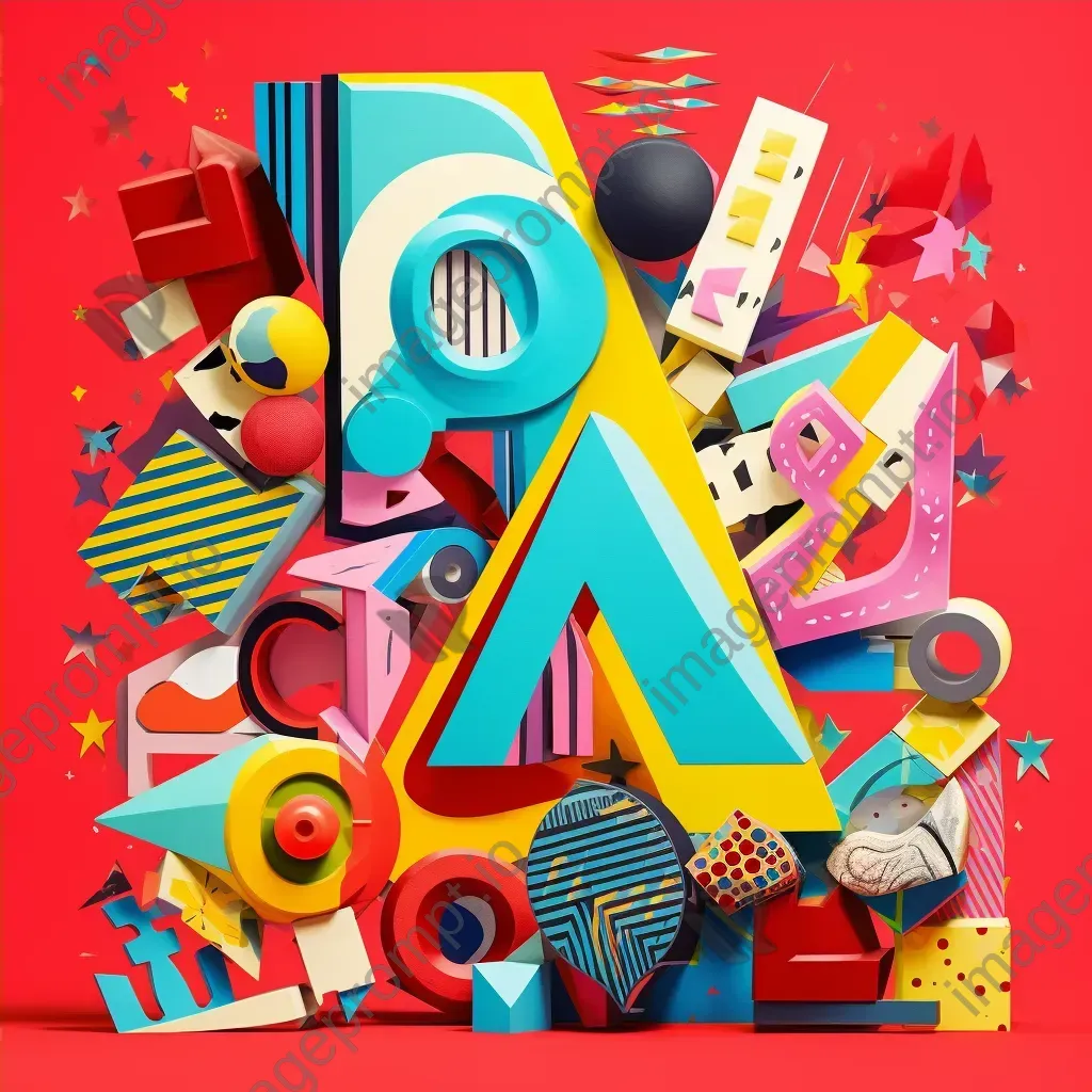 Flashy typography showcasing low poly pop art and retro elements - Image 4