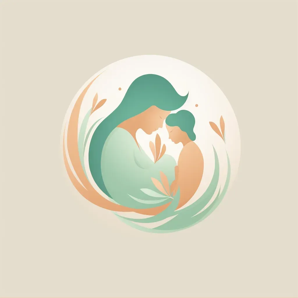 Nurturing and compassionate mother and baby support group logo in peach and mint colors - Image 1