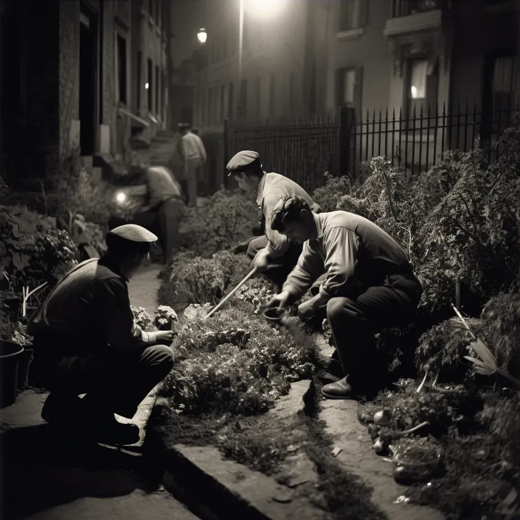 Guerrilla gardening operation at night in urban space - Image 3