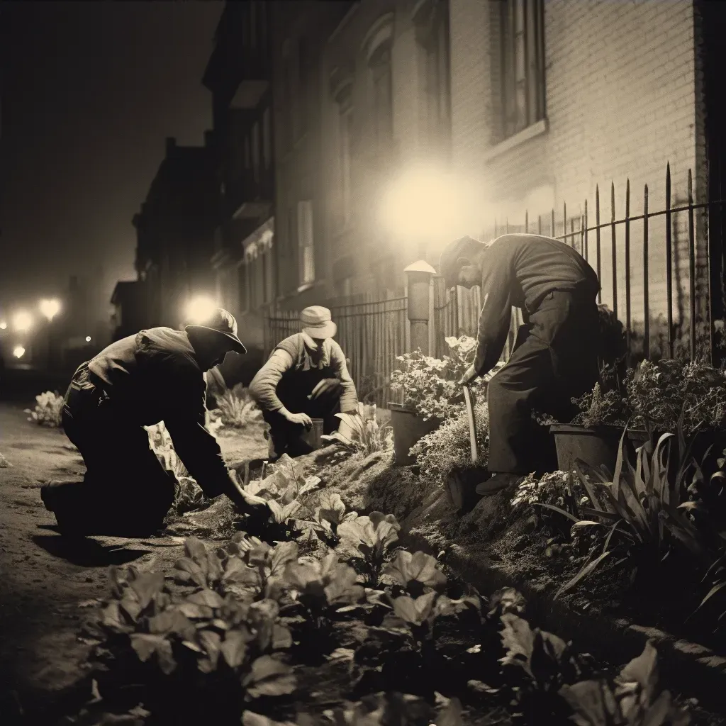 Guerrilla gardening operation at night in urban space - Image 4